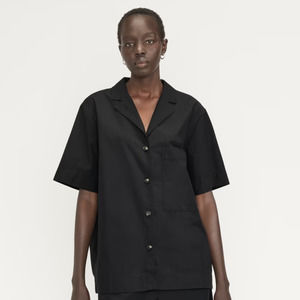 NWT Everlane The Poplin Shirt in Black, Size Large
